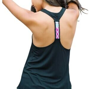 Huaywasi NWT Black Handmade Embroidered Racerback Size Small